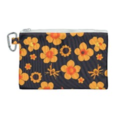 Retro 40s 50s Flowers Pattern Halloween Canvas Cosmetic Bag (large)