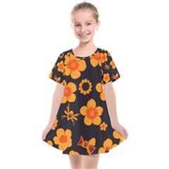 Retro 40s 50s Flowers Pattern Halloween Kids  Smock Dress