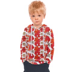 Mid Century Retro Floral 1970s 1960s Pattern 91 Kids  Overhead Hoodie