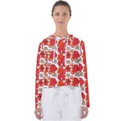 Mid Century Retro Floral 1970s 1960s Pattern 91 Women s Slouchy Sweat by violetheavensky
