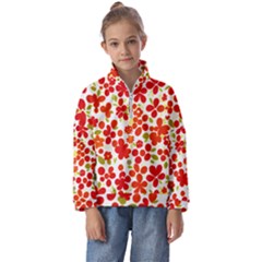 Mid Century Retro Floral 1970s 1960s Pattern 92 Kids  Half Zip Hoodie