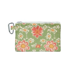 Retro 40s 50s Mexico Flowers Pattern 3 Canvas Cosmetic Bag (small)
