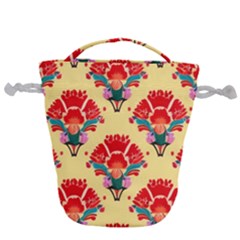 Retro 40s 50s Mexico Flowers Pattern 4 Drawstring Bucket Bag by violetheavensky
