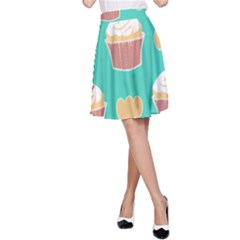 Retro 40s 50s Cupcake Pattern 3 A-line Skirt by violetheavensky