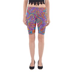 Mid Century Retro Floral 1970s 1960s Pattern 75 Yoga Cropped Leggings