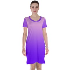 Cotton Candy Pink To Indigo Violet Linear Gradient Short Sleeve Nightdress