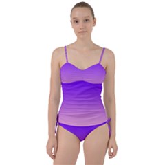 Indigo Violet To Cotton Candy Pink Linear Gradient Sweetheart Tankini Set