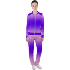 Cotton Candy Pink To Indigo Violet Bilinear Gradient Casual Jacket And Pants Set