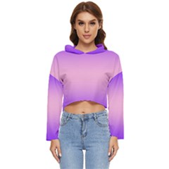 Indigo Violet To Cotton Candy Pink Bilinear Gradient Women s Lightweight Cropped Hoodie by GradientsOmbre