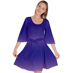 Cotton Candy Pink To Navy Blue Bilinear Gradient Velour Kimono Dress