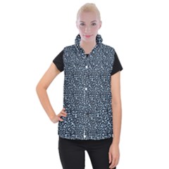 Blue Giraffe Pattern Women s Button Up Vest by DinkovaArt