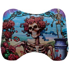 Grateful Dead Hippie Peace Roses Rock Music Legend Head Support Cushion by Tsamara