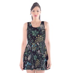 Pattern Flower Plants Leaves Nature Scoop Neck Skater Dress
