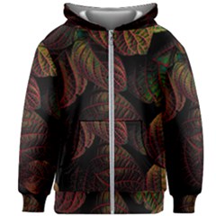 Leaves Plant Contrast Carved Nature Kids  Zipper Hoodie Without Drawstring