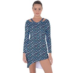 Turquoise Snake  Asymmetric Cut-out Shift Dress