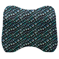 Turquoise Snake  Velour Head Support Cushion by DinkovaArt