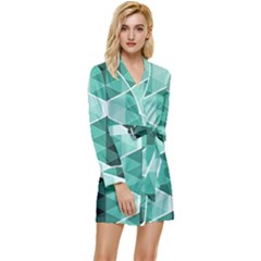 Triangles Pyramid Geometric Pattern Long Sleeve Satin Robe