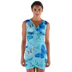 Butterflies Insect Pattern Nature Wrap Front Bodycon Dress