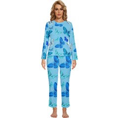 Butterflies Insect Pattern Nature Womens  Long Sleeve Lightweight Pajamas Set