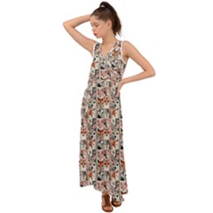 Foxs V-neck Chiffon Maxi Dress by DinkovaArt