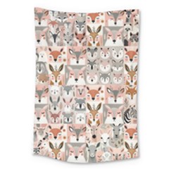 Mix Animal Faces Large Tapestry by DinkovaArt