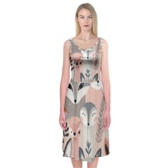 Fox Midi Sleeveless Dress by DinkovaArt