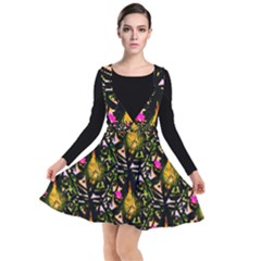 Abstract Print Plunge Pinafore Dress