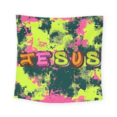 Neon Jesus 8375771 Square Tapestry (small) by Jabberwonkers