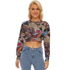 Background Embroidery Pattern Stitches Abstract Lightweight Long Sleeve Sweatshirt