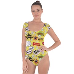 Cartoon Comics Pattern Short Sleeve Leotard 
