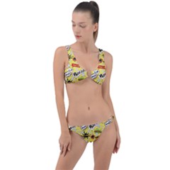 Cartoon Comics Pattern Ring Detail Crop Bikini Set by Posterlux