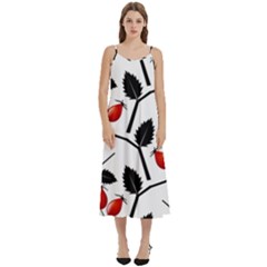 Rose Hip Pattern Branches Autumn Casual Spaghetti Strap Midi Dress by Hannah976