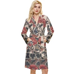 Beautiful Flowers Long Sleeve Velvet Robe by DinkovaArt