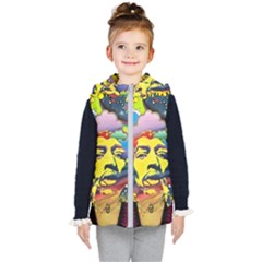 Psychedelic Rock Jimi Hendri Kids  Hooded Puffer Vest