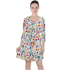 Owenjones Chinese 02 Bright-001 Quarter Sleeve Ruffle Waist Dress