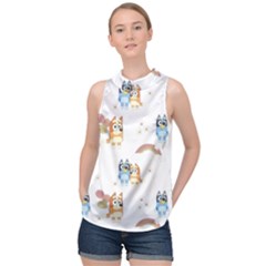 Bluey, Bluey Merch, Bluey Pattern, Bluey Bluey, Bingo, Bluey Design, Bluey Dog High Neck Satin Top