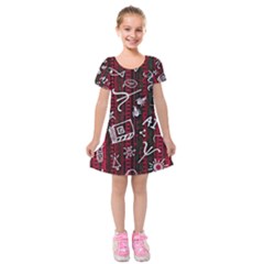 Abstract Pattern Background Kids  Short Sleeve Velvet Dress