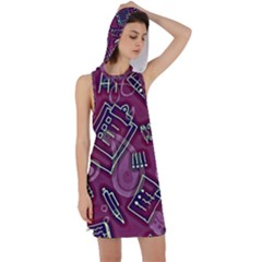 Abstract Art Pattern Design Background Racer Back Hoodie Dress