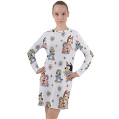Bluey, Bluey Merch, Bluey Pattern, Bluey Bluey, Bingo, Bluey Design, Bluey Dog Long Sleeve Hoodie Dress