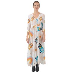 Bluey, Bluey Merch, Bluey Pattern, Bluey Bluey, Bingo, Bluey Design, Bluey Dog Button Up Boho Maxi Dress