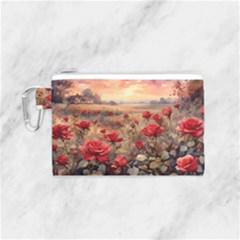 Roses Flower Field Sunset Nature Canvas Cosmetic Bag (small) by Anend