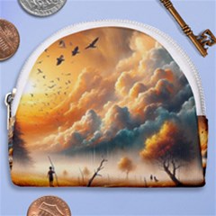 Nature Storm Painting Horseshoe Style Canvas Pouch