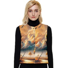 Nature Storm Painting Women s Button Up Puffer Vest by Anend