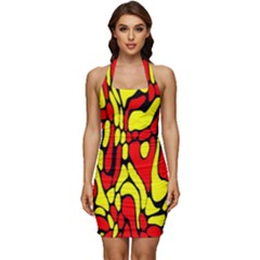 Rby 127 Sleeveless Wide Square Neckline Ruched Bodycon Dress by ArtworkByPatrick