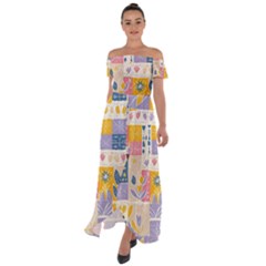 Southwestern Chic Pastel 8 Off Shoulder Open Front Chiffon Dress by retrotoomoderndesigns