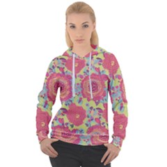 Mid Century Retro Floral 1970s 1960s Pattern 82 Women s Overhead Hoodie