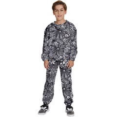 Mid Century Retro Floral 1970s 1960s Pattern 73 Kids  Sweatshirt Set