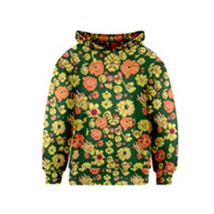 Mid Century Retro Floral 1970s 1960s Pattern 68 Kids  Pullover Hoodie