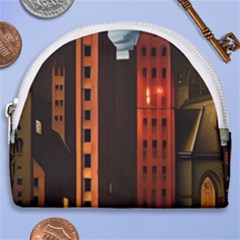 Sci-fi Futuristic Science Fiction City Neon Scene Artistic Technology Machine Fantasy Gothic Town Bu Horseshoe Style Canvas Pouch by Posterlux