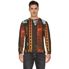 Sci-fi Futuristic Science Fiction City Neon Scene Artistic Technology Machine Fantasy Gothic Town Bu Men s Fleece Sweatshirt